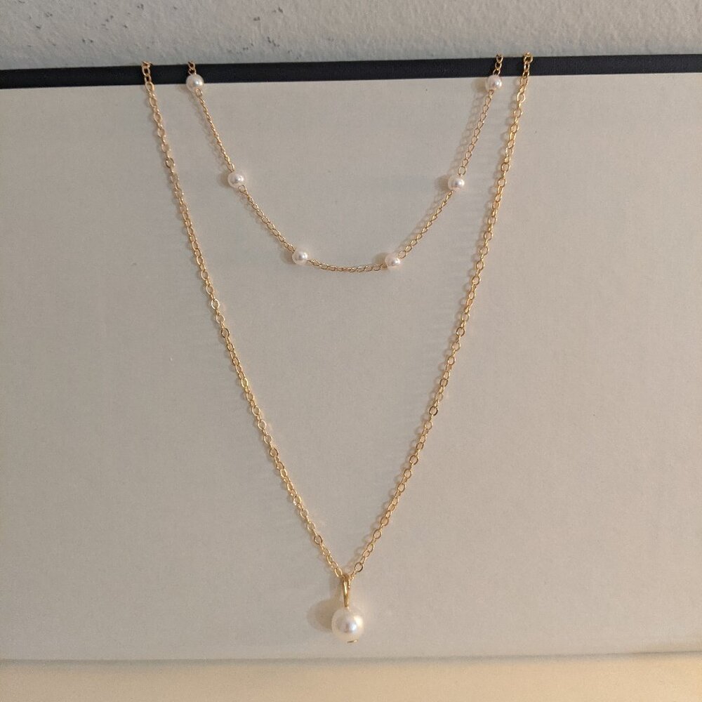 Gold Tone Faux Pearl Necklace